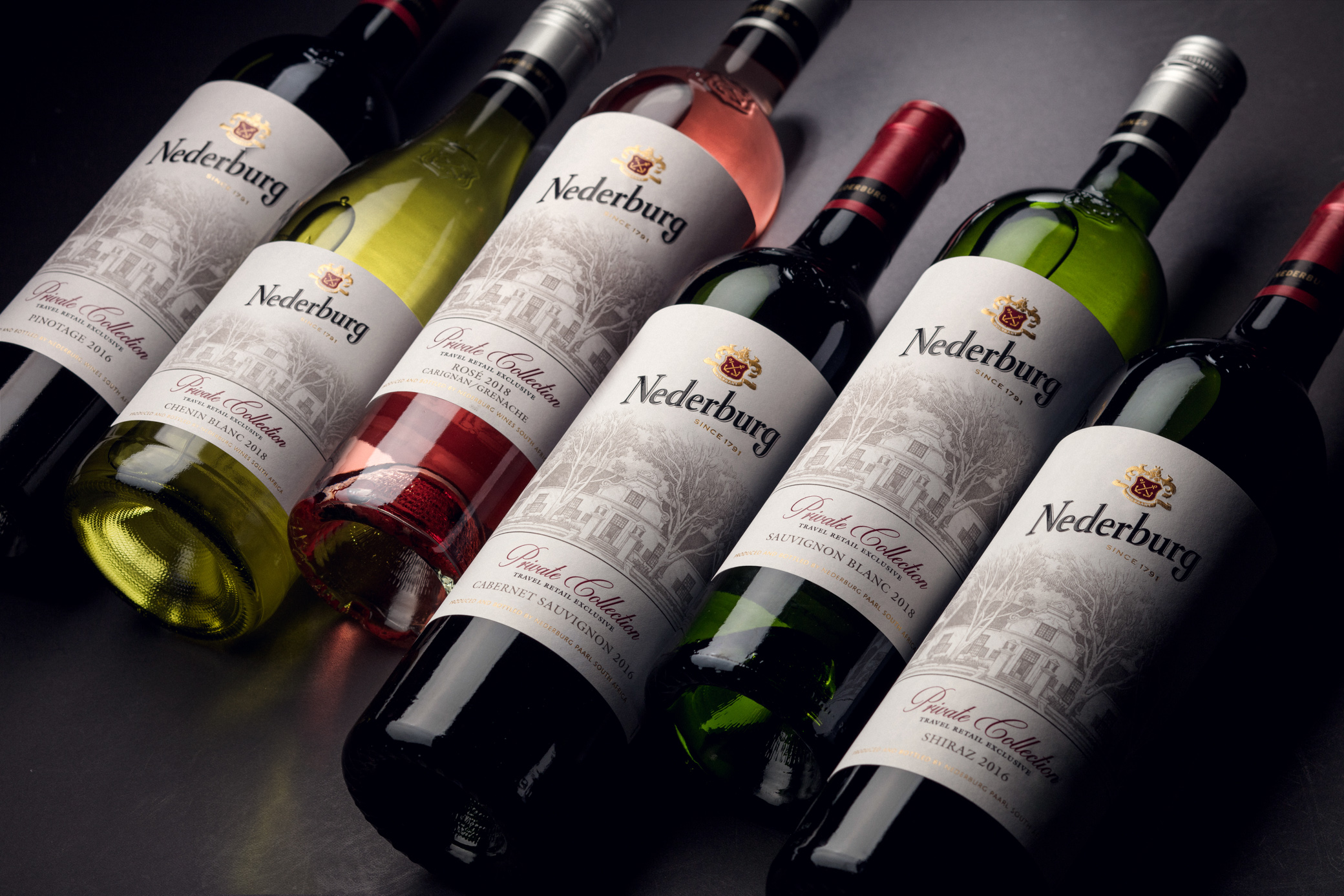 Full range of Nederburg travel retail exclusive Private Collection wines