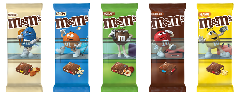 M & M 's New Chocolate Bar's ~ m&m's ~ peanut - hazelnut - crispy Chocolate  ~