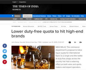 indian customs alcohol allowance