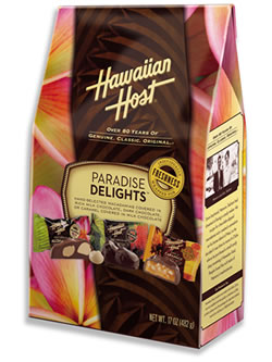 Paradise Delights: Hawaiian Host's new three-in-one package of individually wrapped, chocolate coated Macadamia nuts