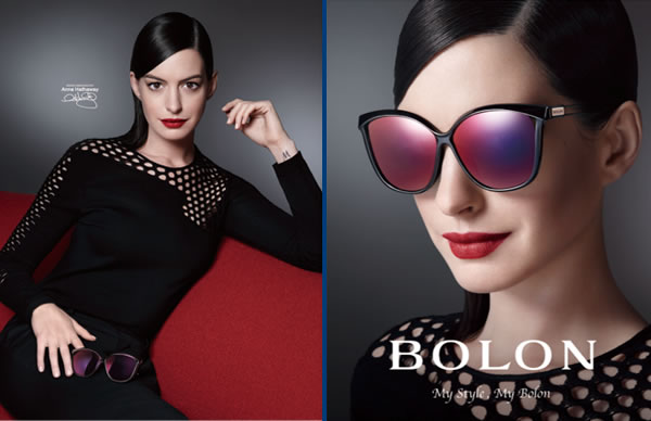 Anne Hathaway stars in Bolon s latest 2016 sunglasses collection Moodie Davitt Report