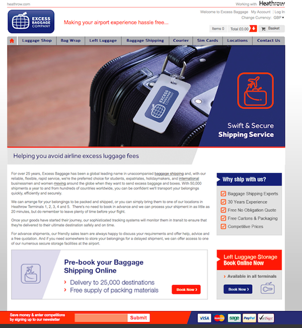 Excess Baggage Company launches London Heathrow web portal Moodie Davitt Report