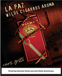 The Wilde Cigarros Aroma cigar, made from pure tobacco leaves, is characterised by its distinctive Wilde tip