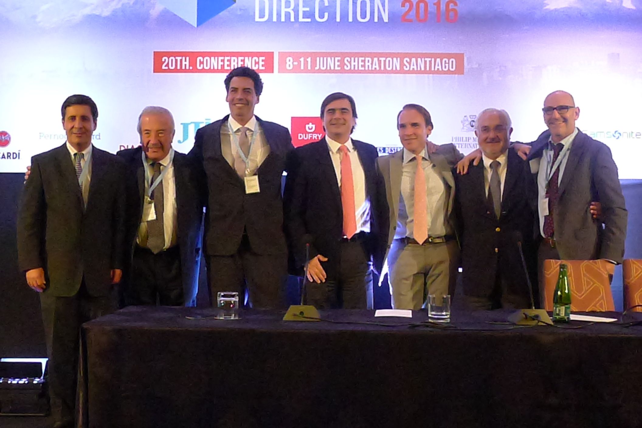 ASUTIL board members, from left: José Luis Donagaray, Victor Hugo Bonnet (London Supply), Gustavo Fagundes (Dufry), Enrique Urioste (Neutral), Marcelo Montico (Grupo Wisa), Oscar Garcia Pedrosa (Dufry) and Martin Laffitte (Bernabel Trading)