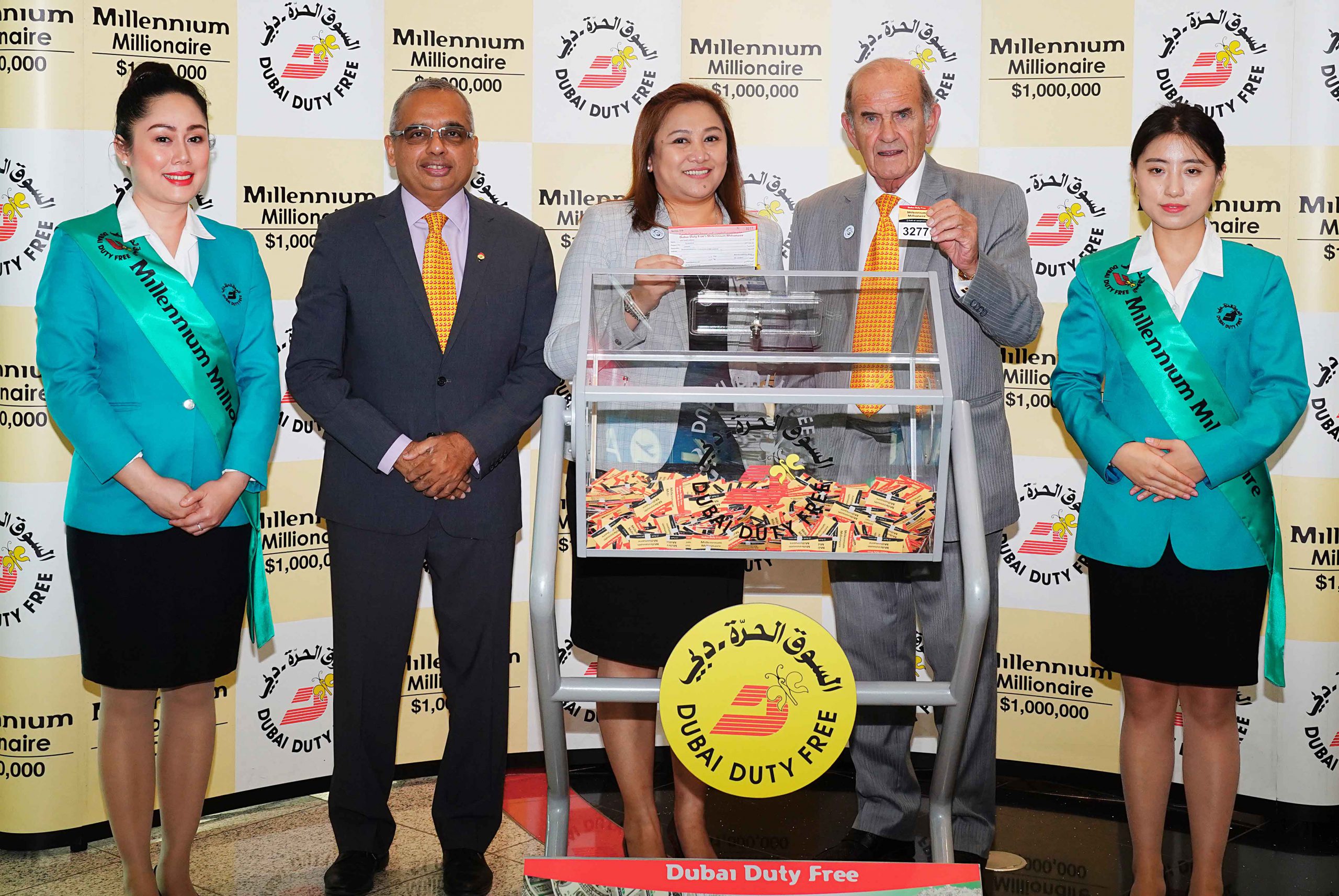 Officials at the draw for Dubai Duty Free’s Millennium Millionaire promotion