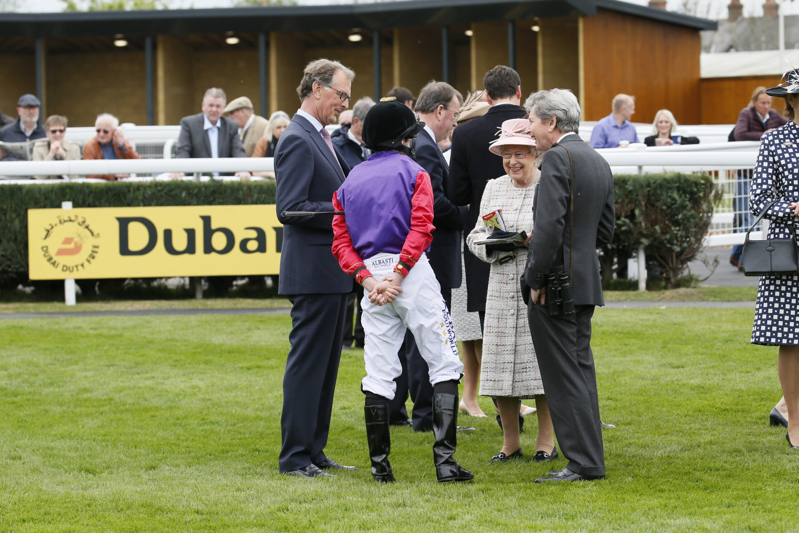 Dubai Duty Free racing HM The Queen at the paddock