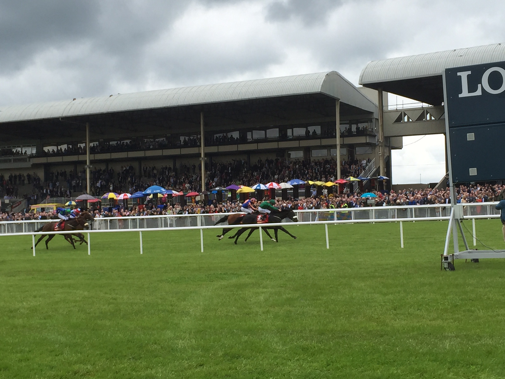 Tight finish: Harzand holds off the challenge of Idaho to win Saturday's Dubai Duty Free Irish Derby at The Curragh
