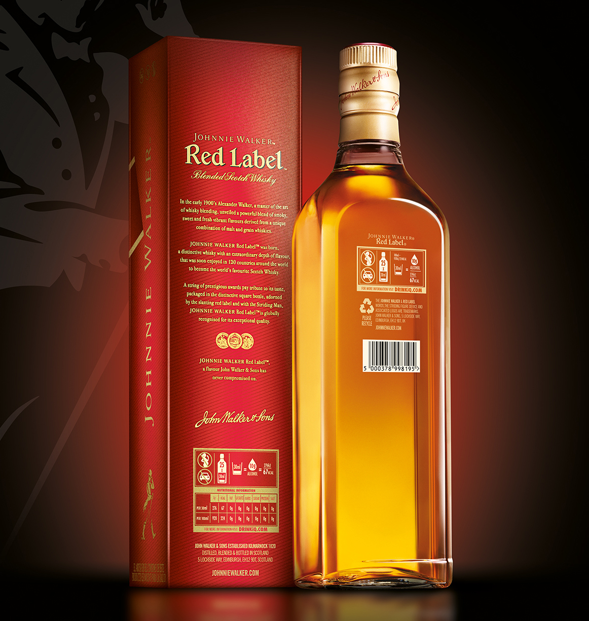 Illustration of new labels on Johnnie Walker Red Label