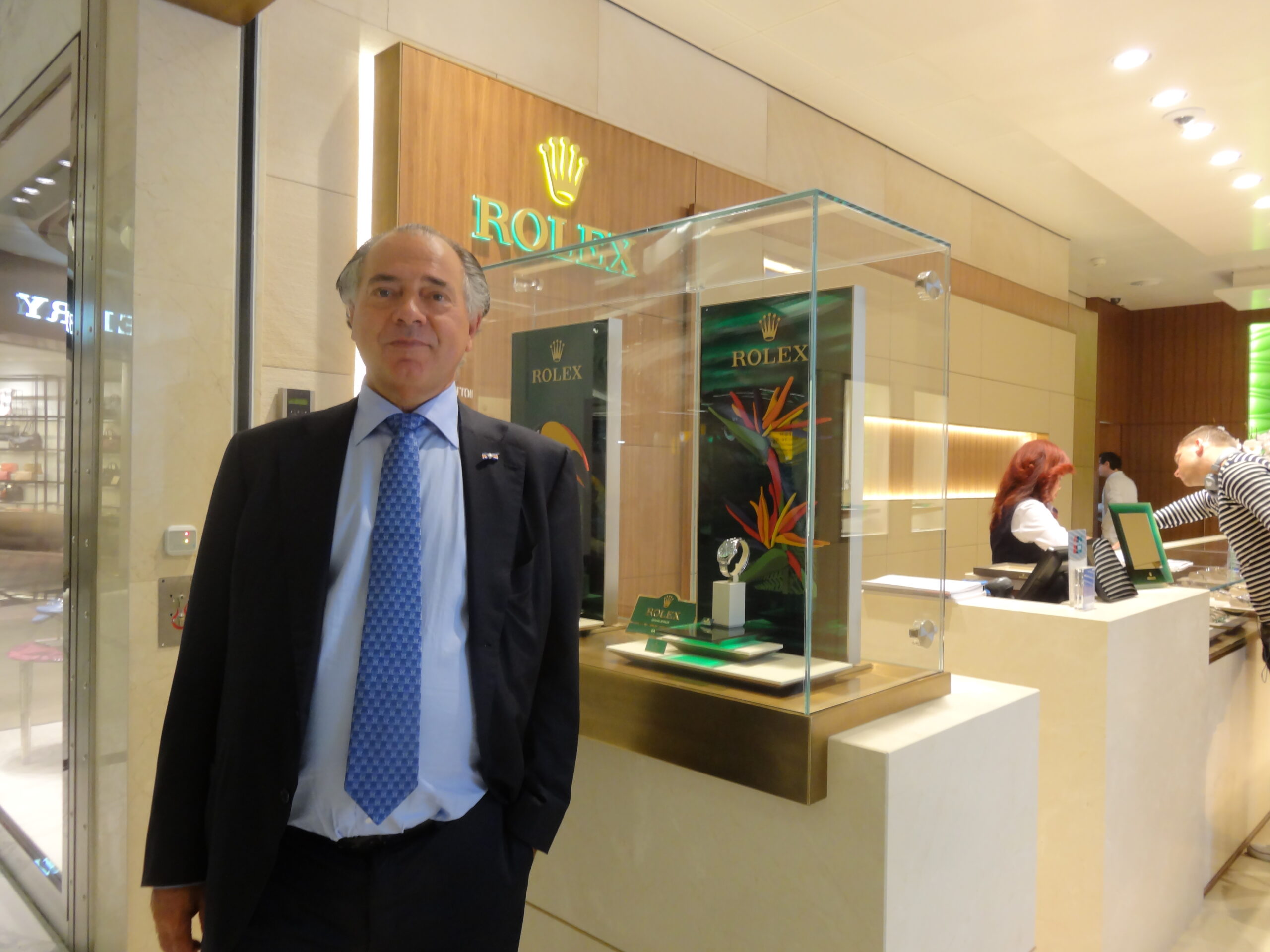 Proud partner: Gassan President Benno Leeser at the new Rolex store; his company has a long history with the watch brand in travel retail