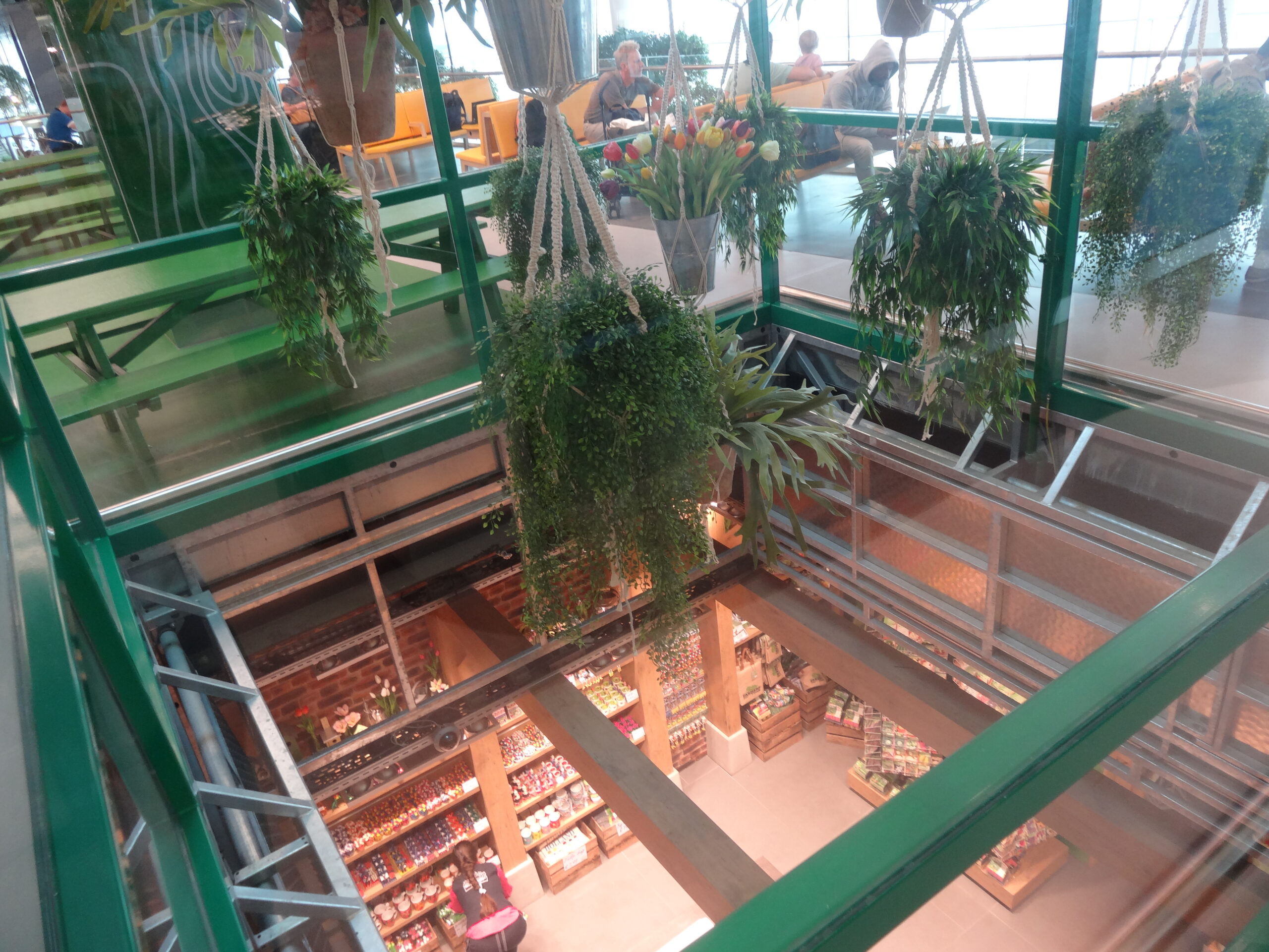 Hanging garden: Lounge 2 offers many lovely design features, from a greenhouse-style preview of the tulip shop from the upper level to bicycles built into the dining tables by the food court