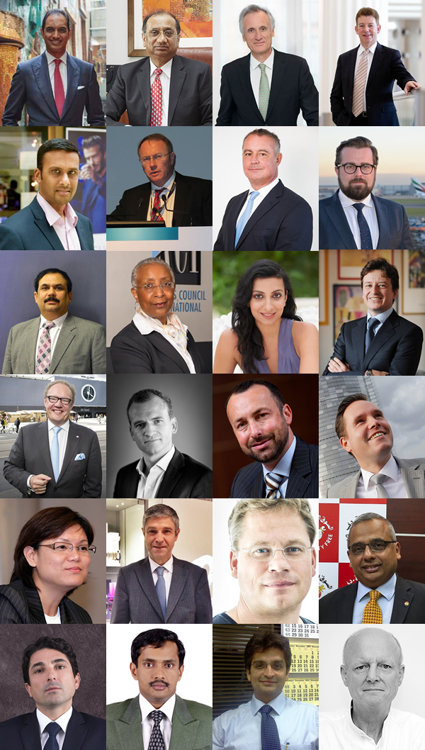 Some of the speakers in a stellar line-up: (Top row) Sanjay Reddy, Rajeev Jain, Julián Díaz and Paul Griffiths; (Middle row) Dayalan Nayager, Dan Cappell, Glyn Williams, Kim Gray; (third row) Sanjay Khanna, Angela Gittens, Divia Thani, Stefano Baronci; (fourth row) Hans-Kristian Hoejsgaard, Beau Baptiste, Eugene Barry, Kai Schmidhuber; (fifth row) Teo Chew Hoon, Peter Zottl, Stephan Uhrenbacher, Ramesh Cidambi; (sixth row) Michael Guenoun, Ravi Shankar, Amit Butani, Martin Moodie