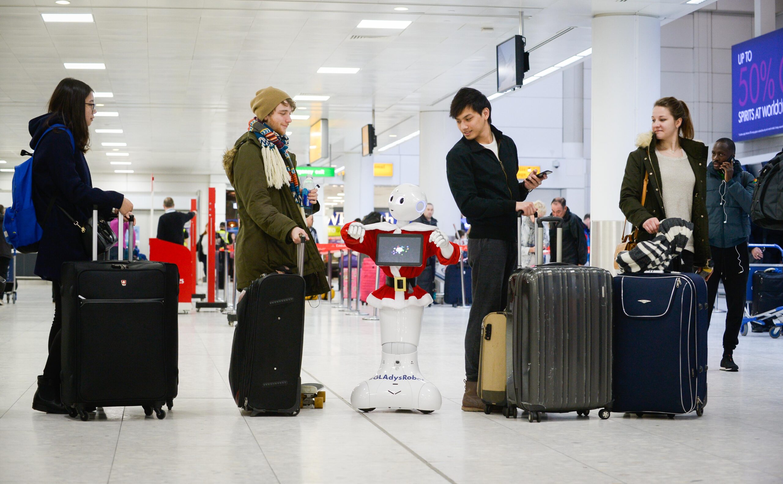 Glasgow has proved once again it has an AI for technology with todayÕs introduction of GLAdys Ð the UKÕs first humanoid robot airport ambassador. State-of- the-art GLAdys, whose name comes from GlasgowÕs International Air Transport Association (IATA) code, will be based in the main departures area and has initially been programmed to entertain passengers of all ages as they pass through the airport. GLAdys entertains passengers with a christmas dance