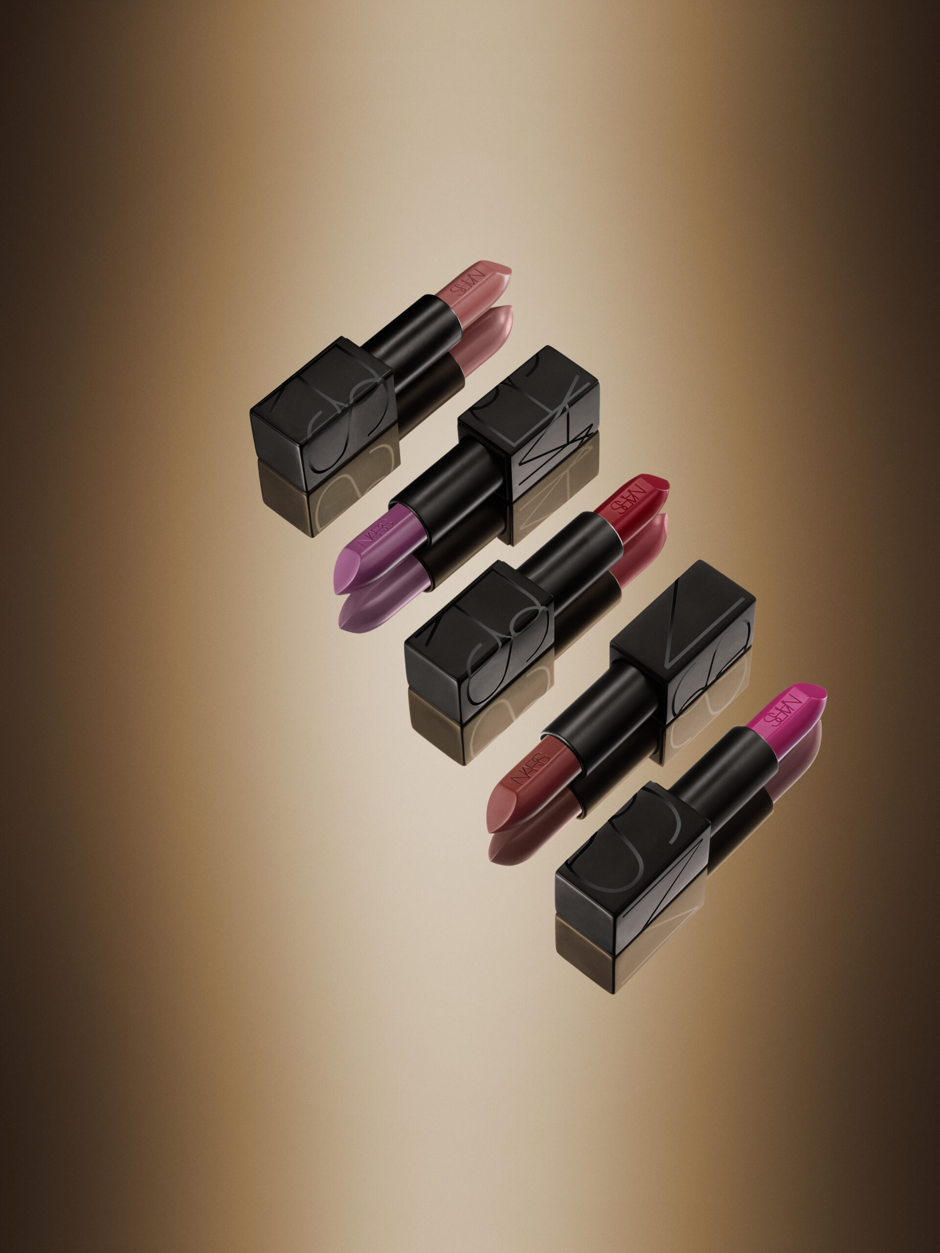 Audacious Lipsticks feature a luxurious matte-black case with a magnetic closure