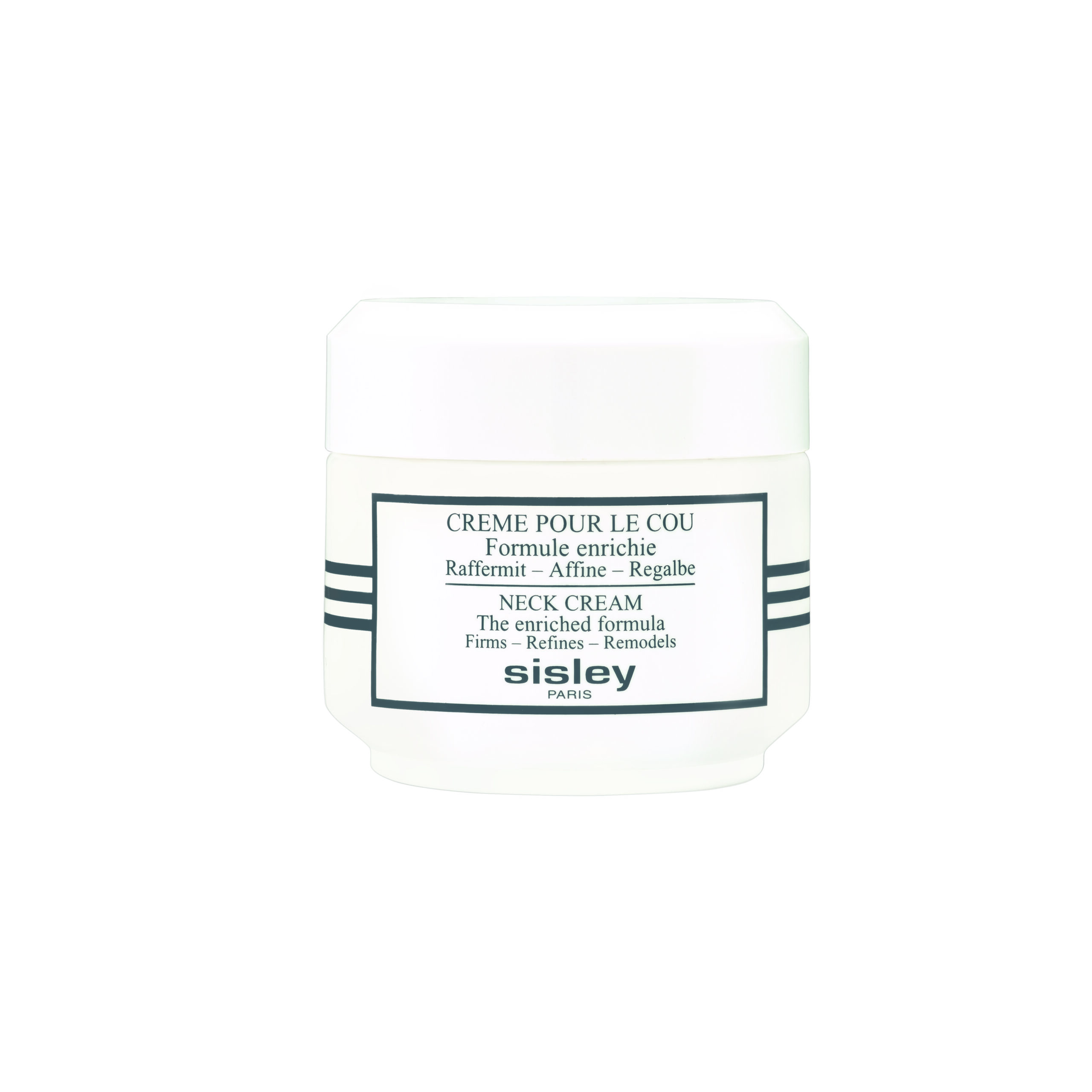 Holding your head high: the updated Neck Cream now comes in a white lacquered jar 