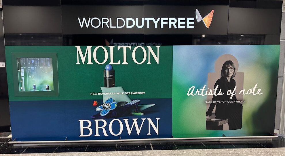 Molton Brown showcases Bluebell & Wild Strawberry fragrance with Heathrow wall advertising campaign